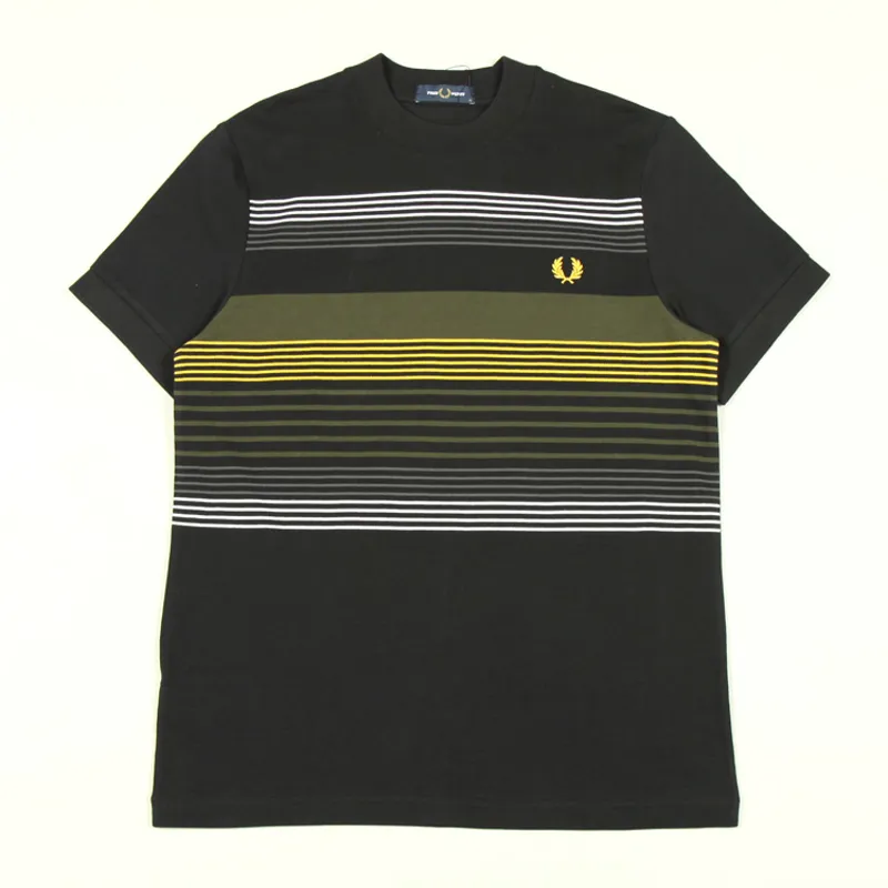 Fred Perry Striped Pique T-Shirt - Black